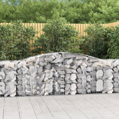 vidaXL Arched Gabion Basket 400x50x80/100 cm Galvanised Iron 1