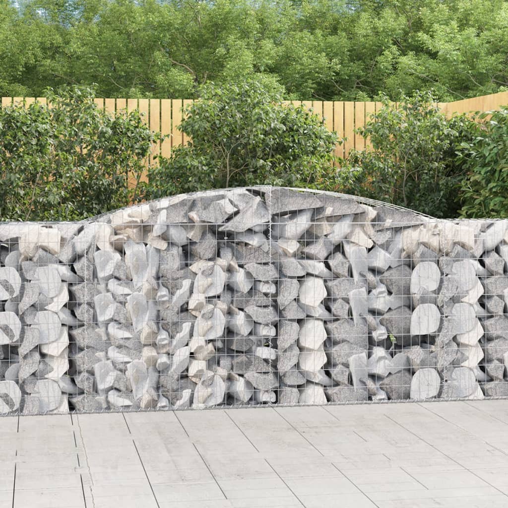 vidaXL Arched Gabion Basket 400x50x100/120 cm Galvanised Iron 1