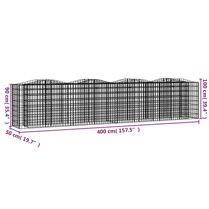 vidaXL Arched Gabion Raised Bed 400x50x100 cm Galvanised Iron 5