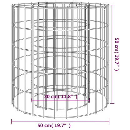 vidaXL Gabion Fire Pit Ø 50 cm Galvanised Iron 5
