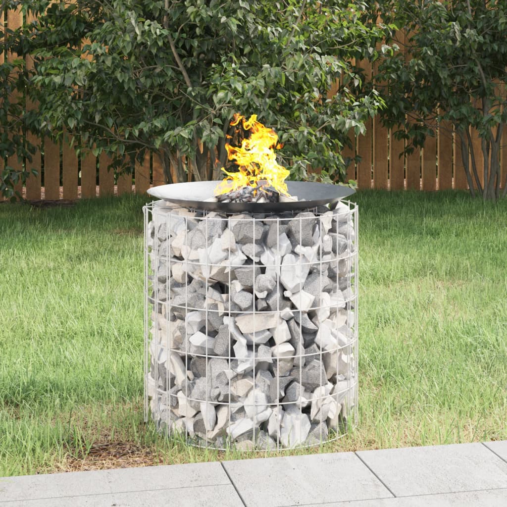 vidaXL Gabion Fire Pit Ø 50 cm Galvanised Iron 1