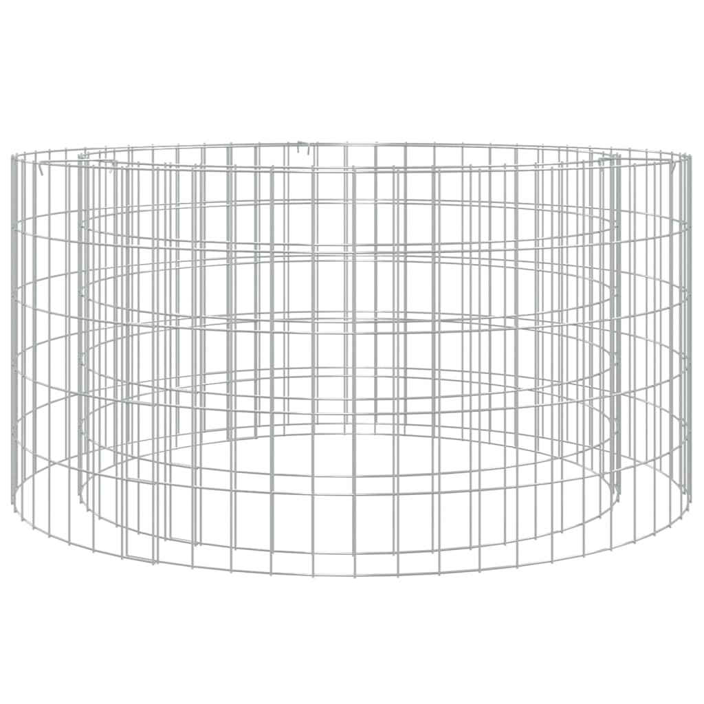 vidaXL Gabion Fire Pit Ø 100 cm Galvanised Iron 2