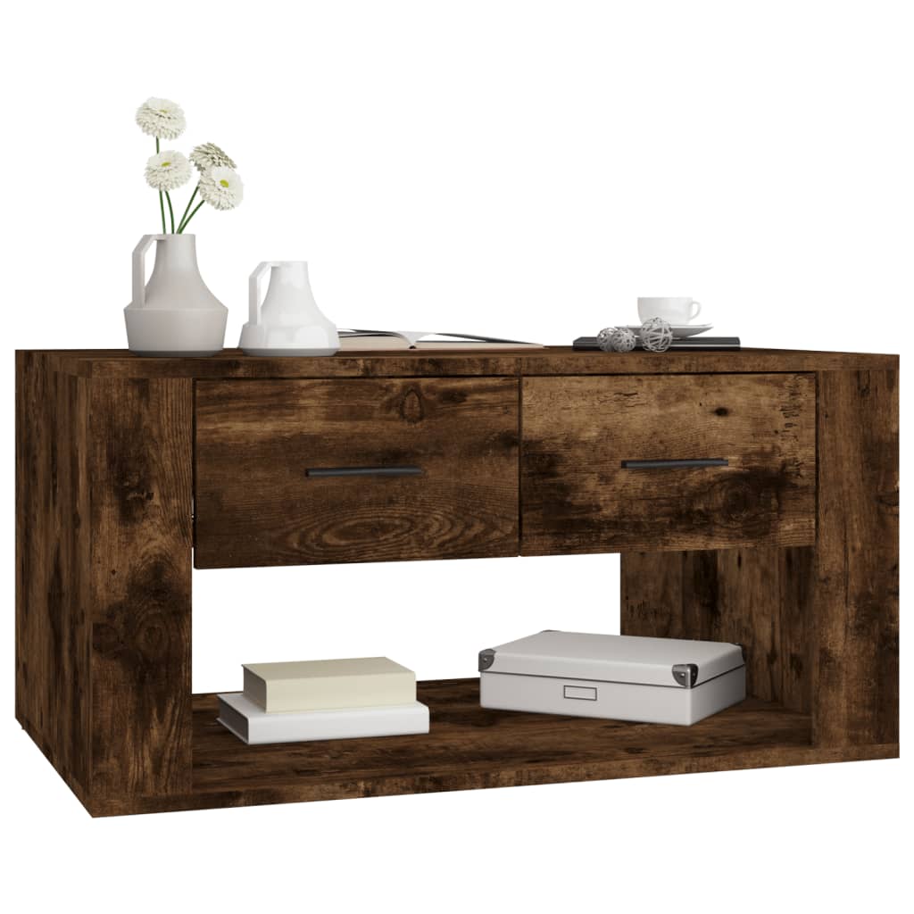 vidaXL Coffee Table Smoked Oak 80x50x40 cm Engineered Wood 4