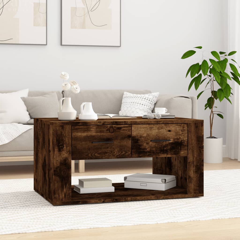 vidaXL Coffee Table Smoked Oak 80x50x40 cm Engineered Wood 1