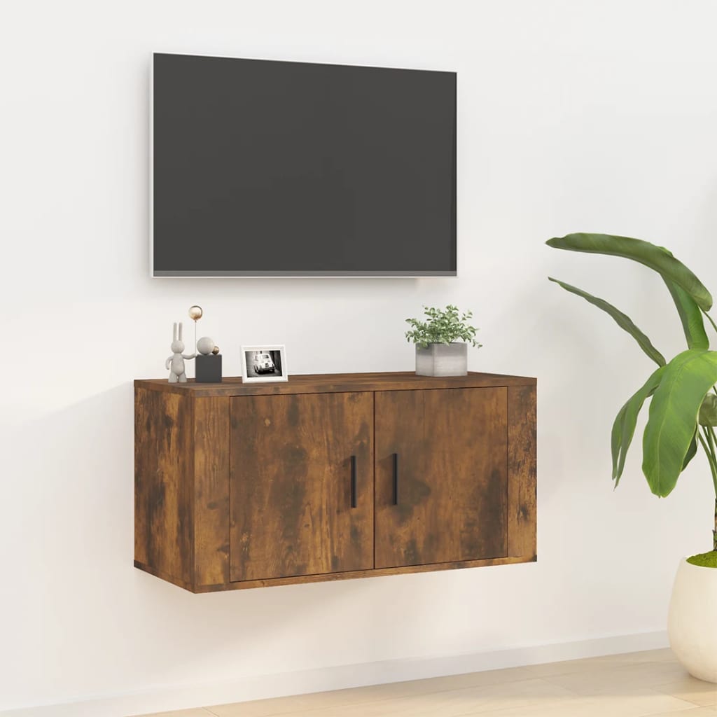 vidaXL Wall Mounted TV Cabinet Smoked Oak 80x34,5x40 cm 1