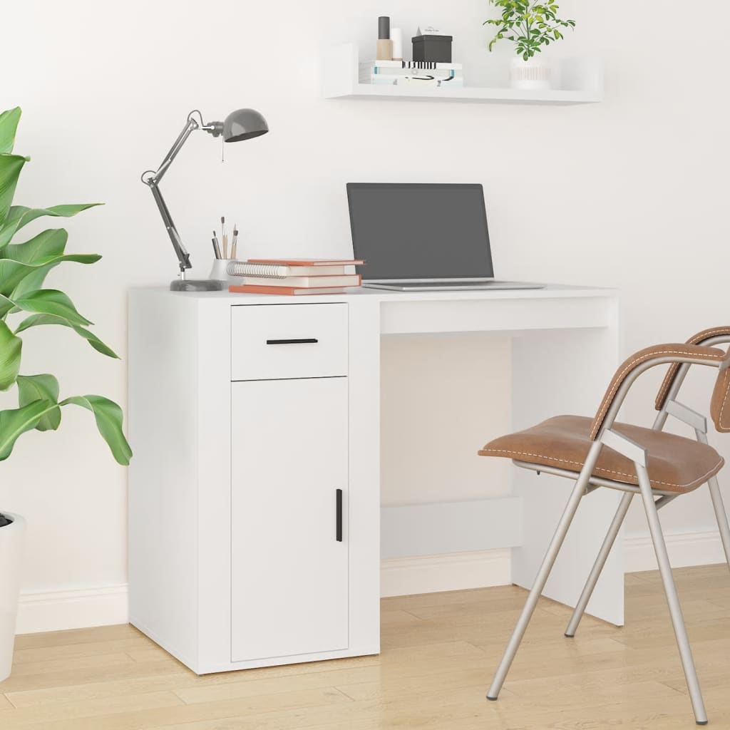 Desk 100x49x75 cm Engineered Wood White