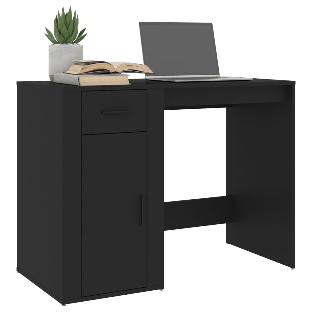 vidaXL Desk Black 100x49x75 cm Engineered Wood 4