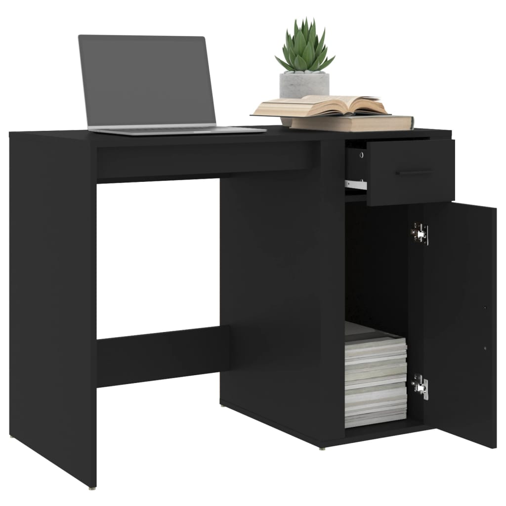 vidaXL Desk Black 100x49x75 cm Engineered Wood 5