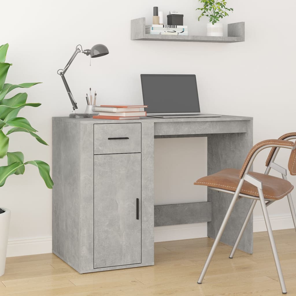 Desk 100x49x75 cm Engineered Wood Concrete grey