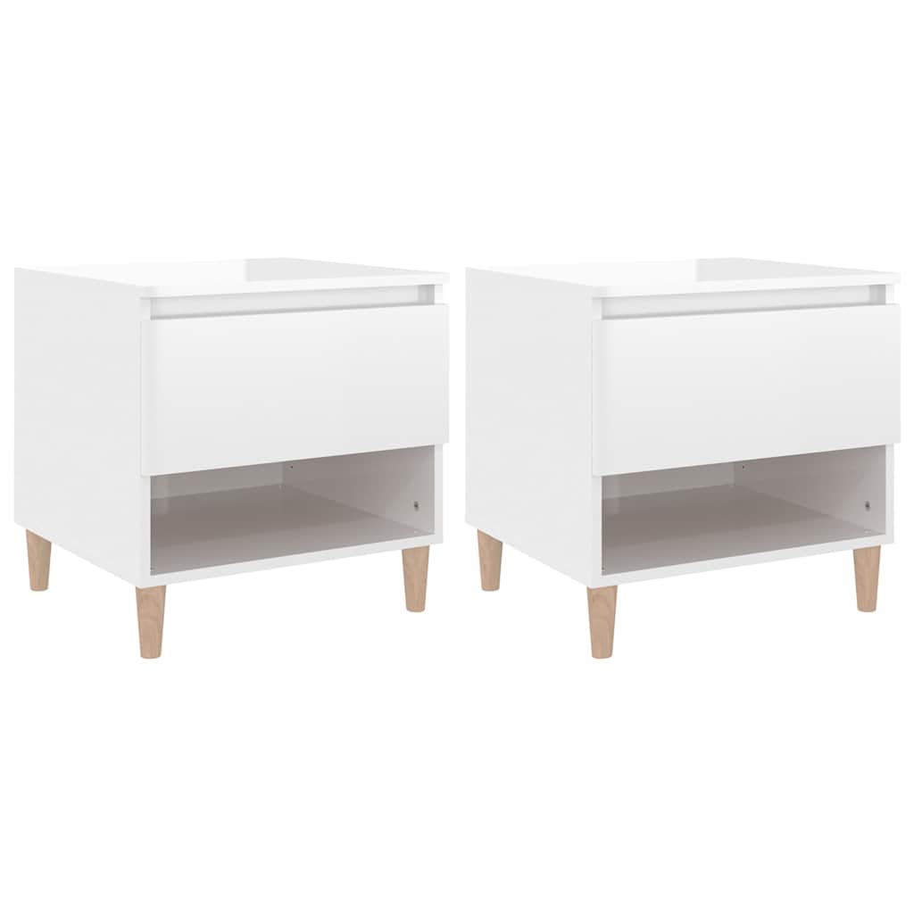 vidaXL Bedside Tables 2 pcs High Gloss White 50x46x50 Engineered Wood 2