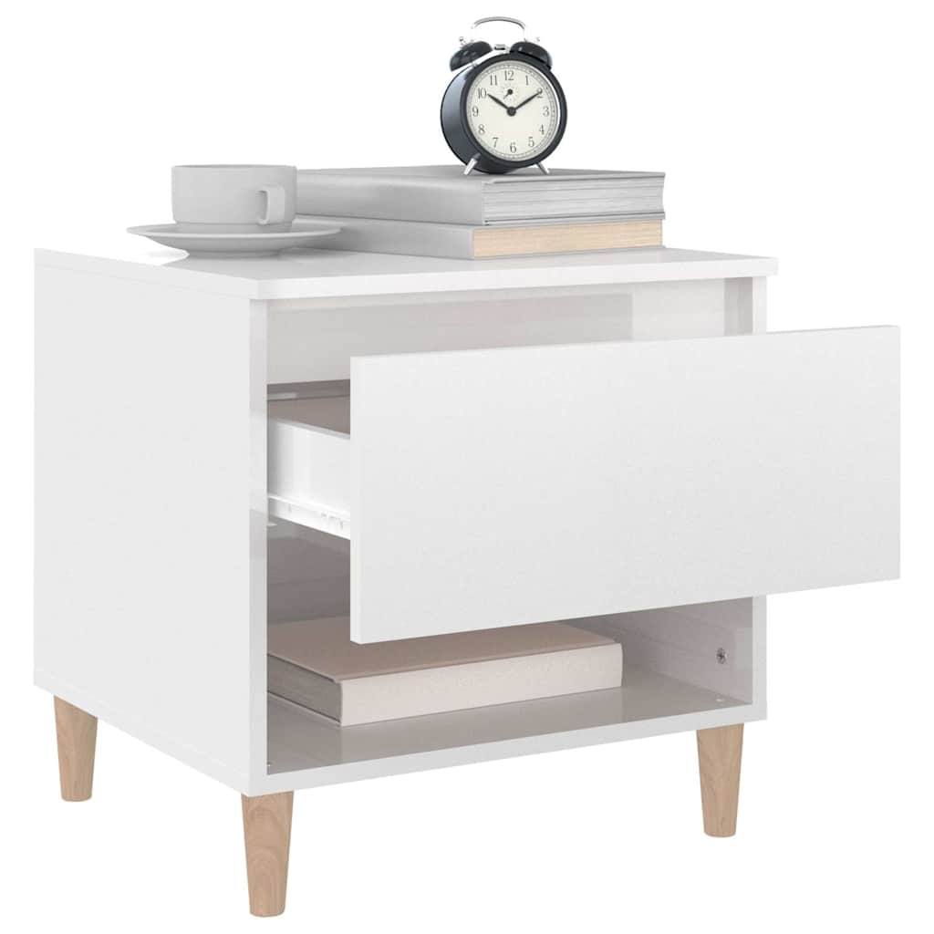 vidaXL Bedside Tables 2 pcs High Gloss White 50x46x50 Engineered Wood 4