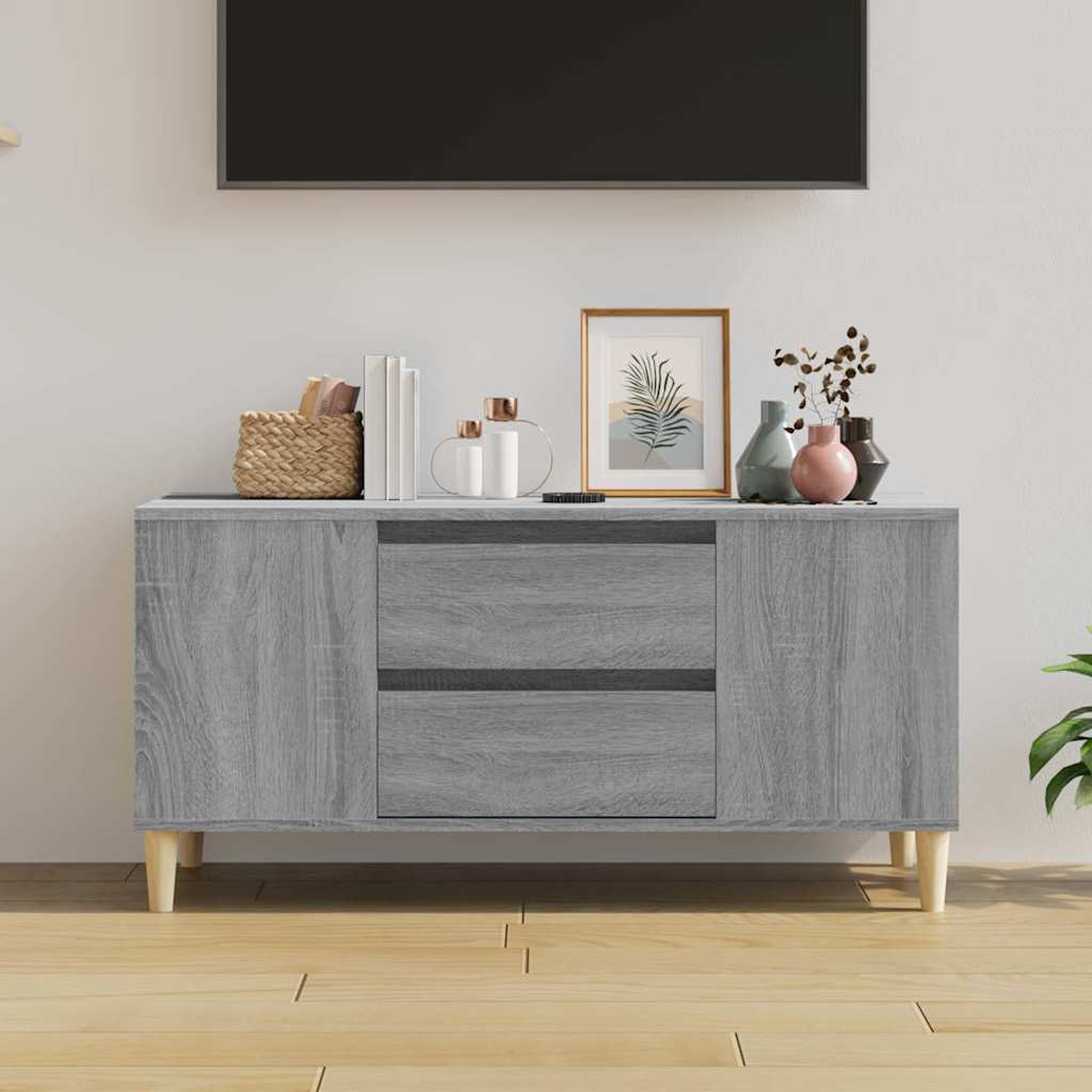 vidaXL TV Cabinet Grey Sonoma 102x44.5x50 cm Engineered Wood 3