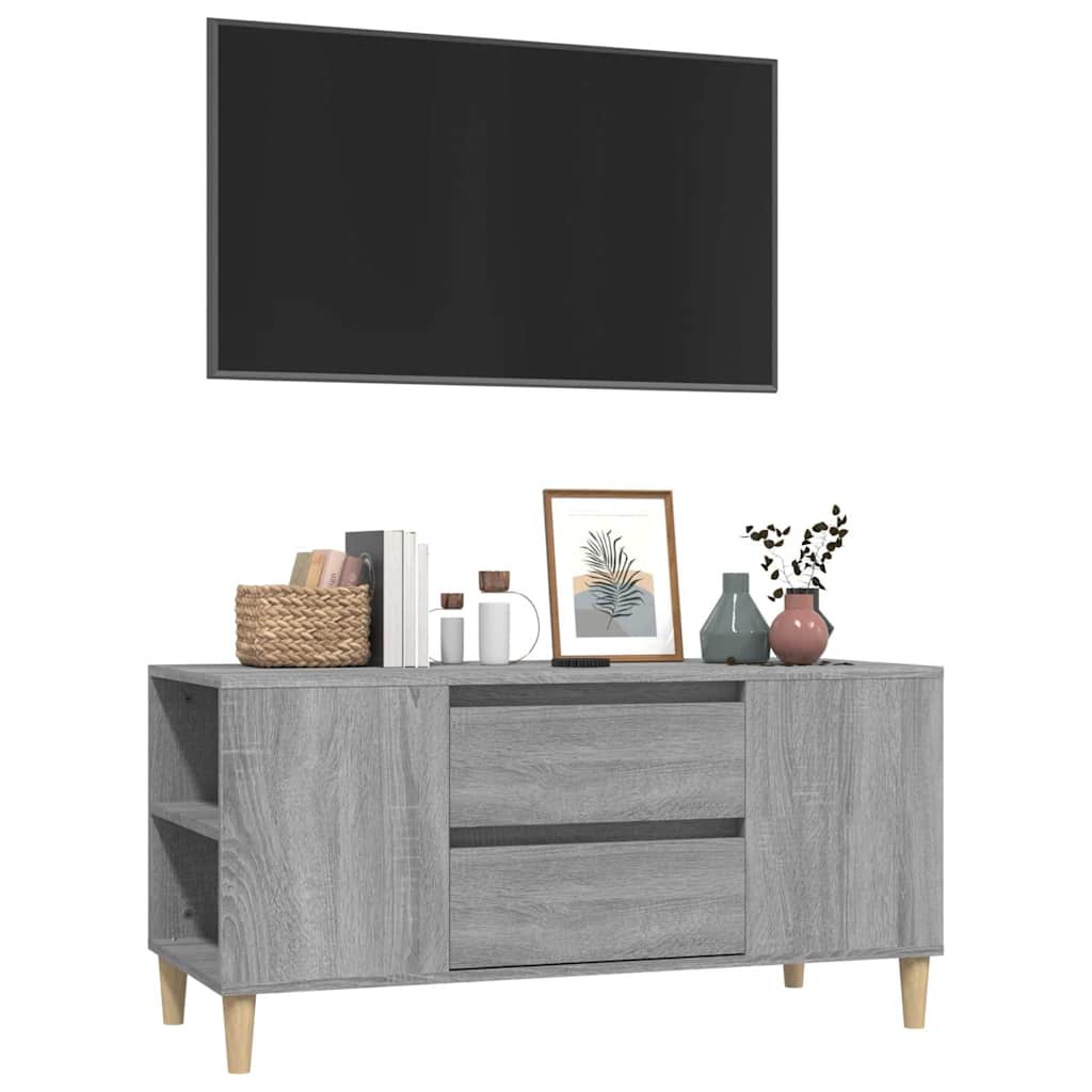 vidaXL TV Cabinet Grey Sonoma 102x44.5x50 cm Engineered Wood 4