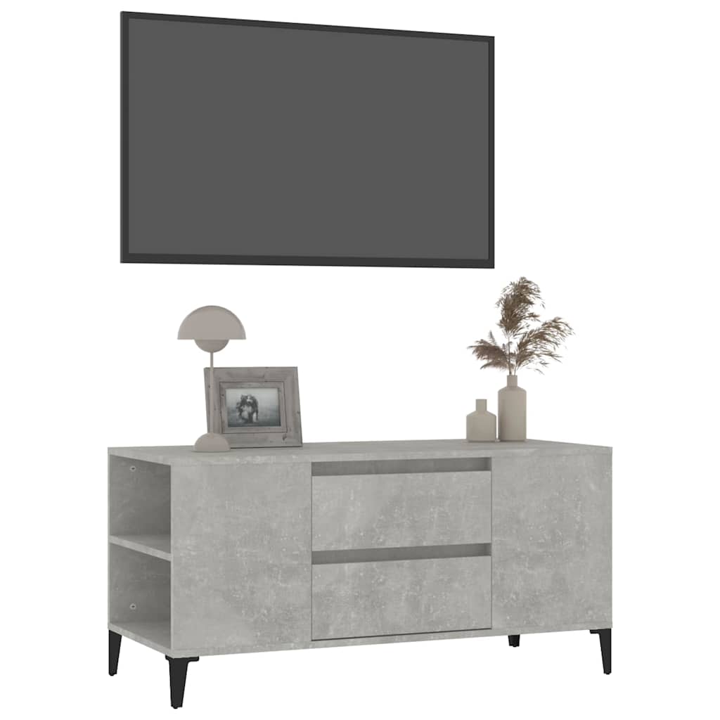 vidaXL TV Cabinet Concrete Grey 102x44.5x50 cm Engineered Wood 4