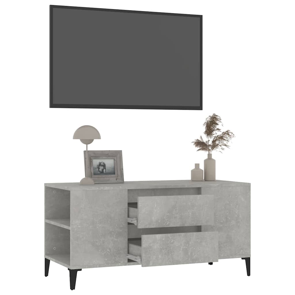 vidaXL TV Cabinet Concrete Grey 102x44.5x50 cm Engineered Wood 5