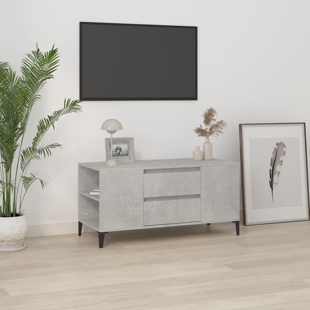 vidaXL TV Cabinet Concrete Grey 102x44.5x50 cm Engineered Wood 1