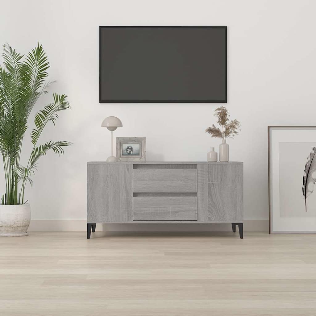vidaXL TV Cabinet Grey Sonoma 102x44.5x50 cm Engineered Wood 3