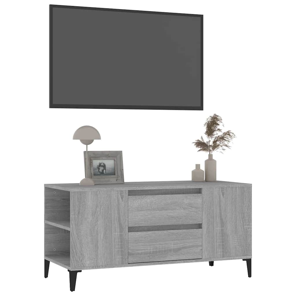 vidaXL TV Cabinet Grey Sonoma 102x44.5x50 cm Engineered Wood 4