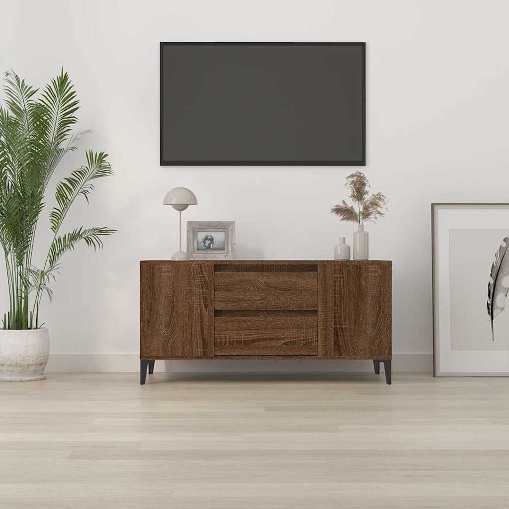 vidaXL TV Cabinet Brown Oak 102x44.5x50 cm Engineered Wood 3