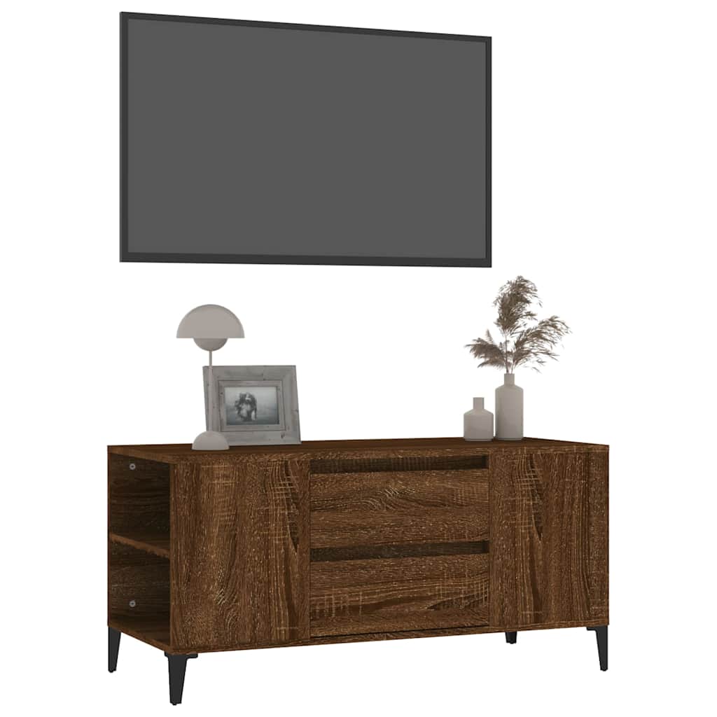vidaXL TV Cabinet Brown Oak 102x44.5x50 cm Engineered Wood 4