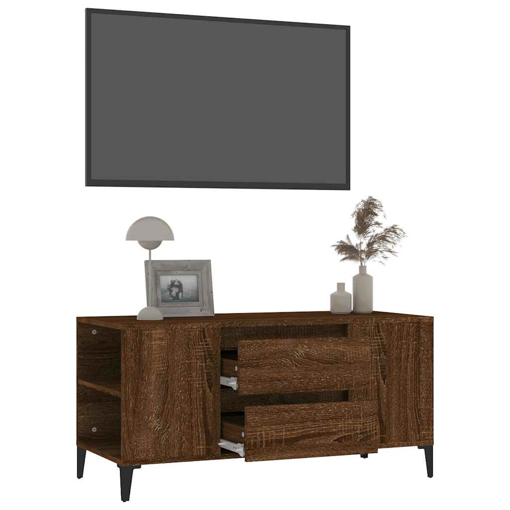 vidaXL TV Cabinet Brown Oak 102x44.5x50 cm Engineered Wood 5