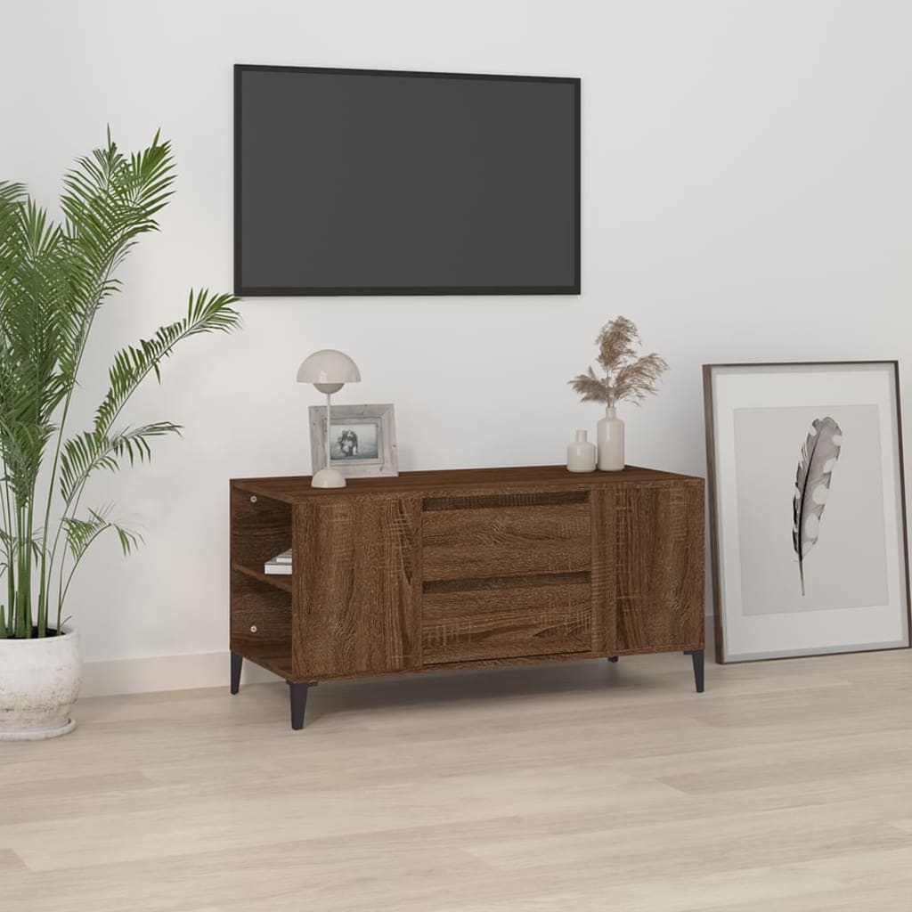 vidaXL TV Cabinet Brown Oak 102x44.5x50 cm Engineered Wood 1
