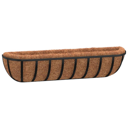 vidaXL Wall Troughs 2 pcs with Coco Liners Black 91x20x23 cm Steel 3