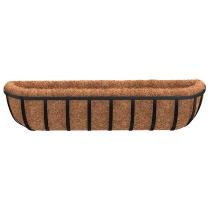 vidaXL Wall Troughs 2 pcs with Coco Liners Black 91x20x23 cm Steel 4