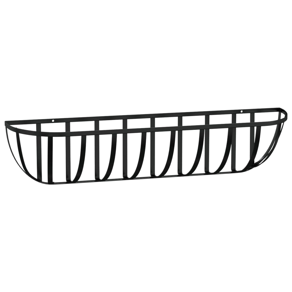 vidaXL Wall Troughs 2 pcs with Coco Liners Black 91x20x23 cm Steel 5