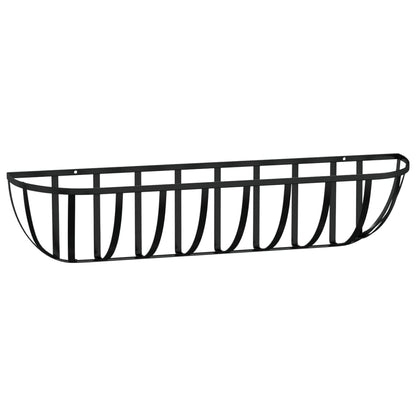 vidaXL Wall Troughs 2 pcs with Coco Liners Black 91x20x23 cm Steel 5