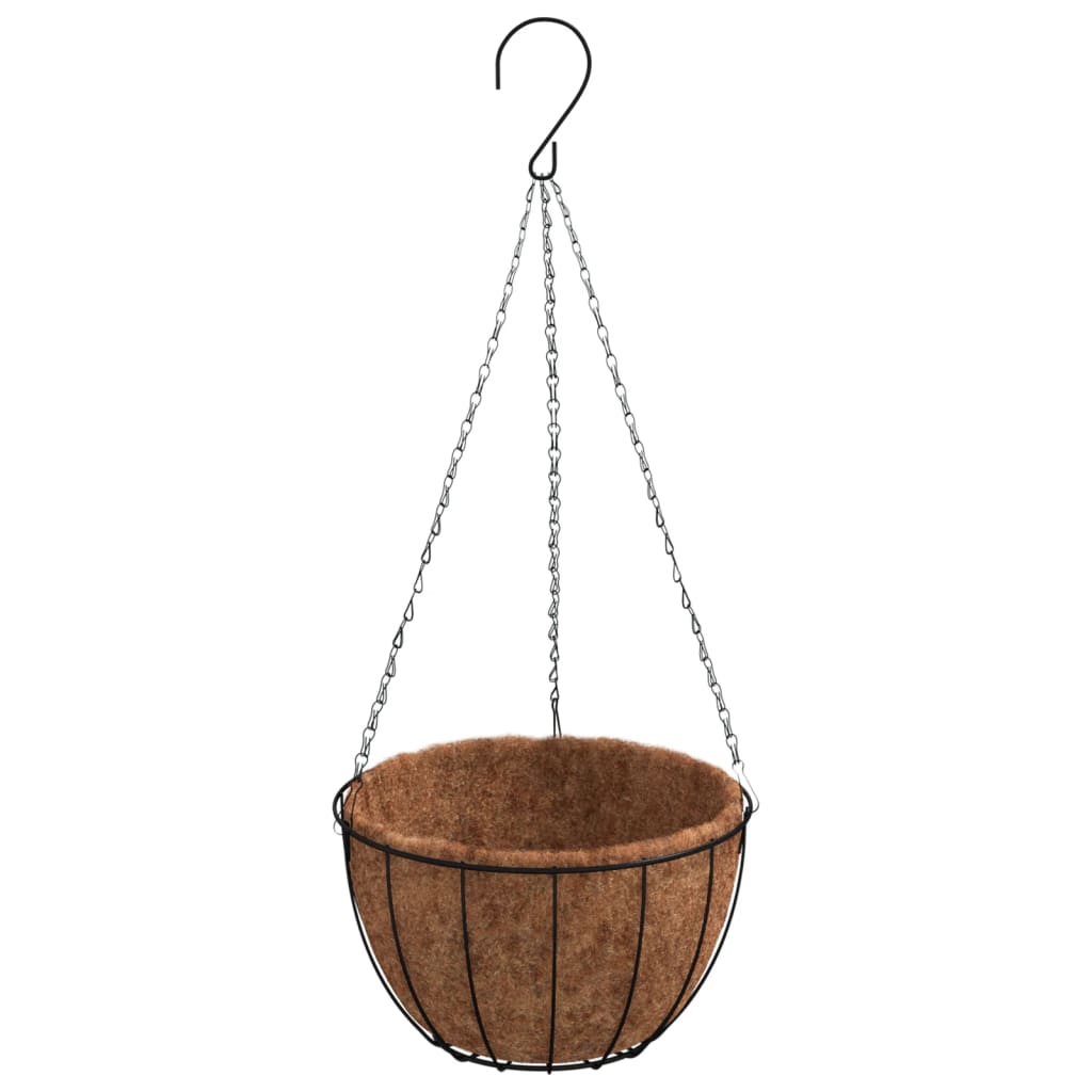 vidaXL Hanging Planters 4 pcs with Coco Liners Black Ø 40x63 cm Steel 3