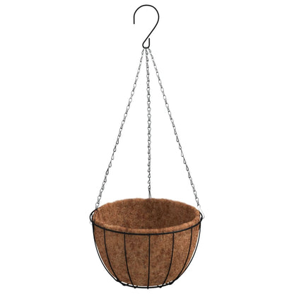 vidaXL Hanging Planters 4 pcs with Coco Liners Black Ø 40x63 cm Steel 3