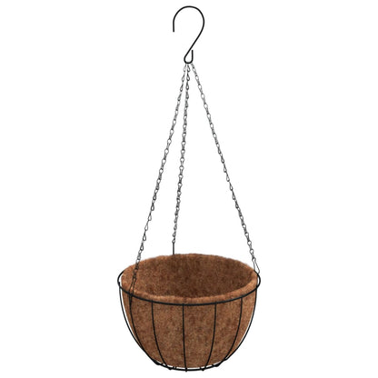 vidaXL Hanging Planters 4 pcs with Coco Liners Black Ø 40x63 cm Steel 4