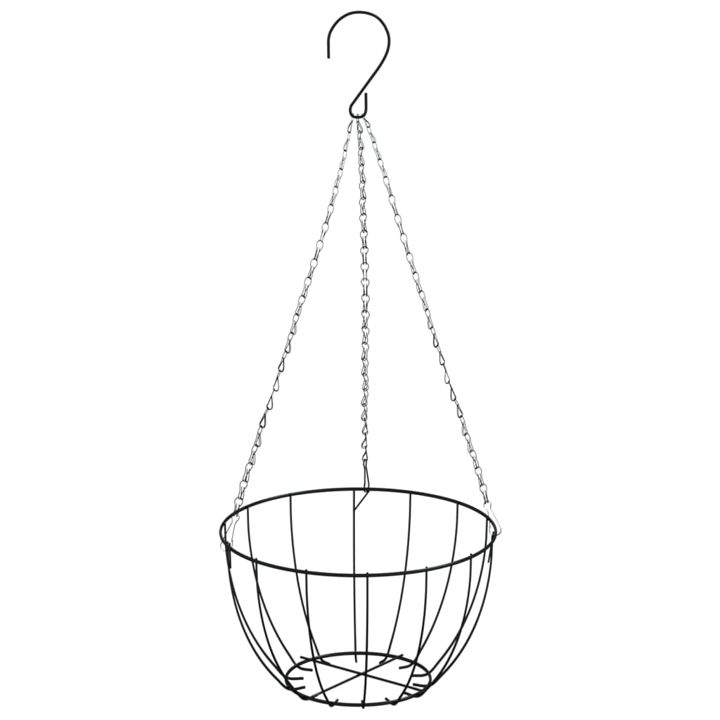 vidaXL Hanging Planters 4 pcs with Coco Liners Black Ø 40x63 cm Steel 5