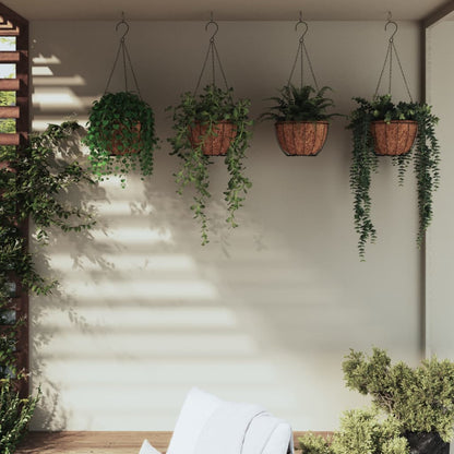 vidaXL Hanging Planters 4 pcs with Coco Liners Black Ø 40x63 cm Steel 1