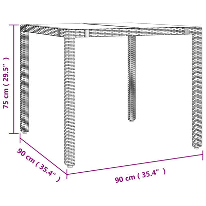 vidaXL Garden Table with Glass Top Beige Poly Rattan&Tempered Glass 6