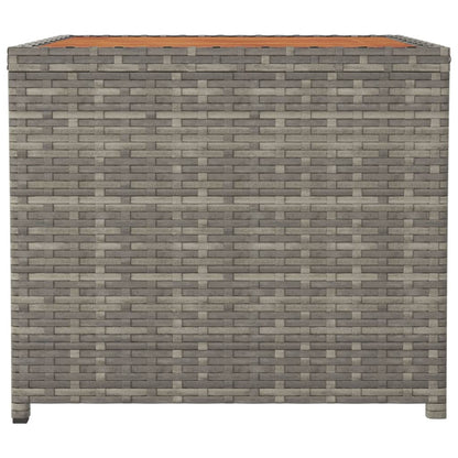 vidaXL Tea Table with Wooden Top Grey Poly Rattan&Solid Wood Acacia 4