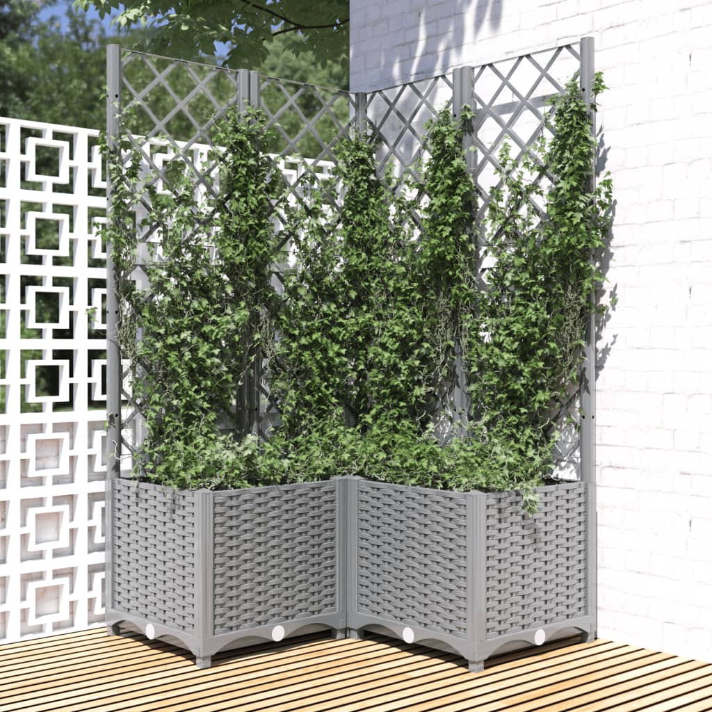 vidaXL Garden Planter with Trellis PP without Wheels Height 136 cm Width 80 cm