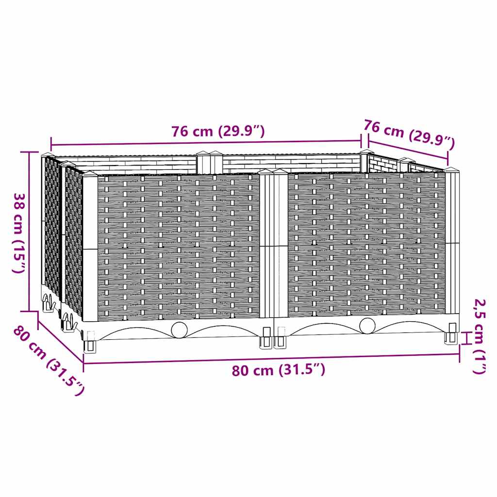 vidaXL Raised Bed 80x80x38 cm Polypropylene 6
