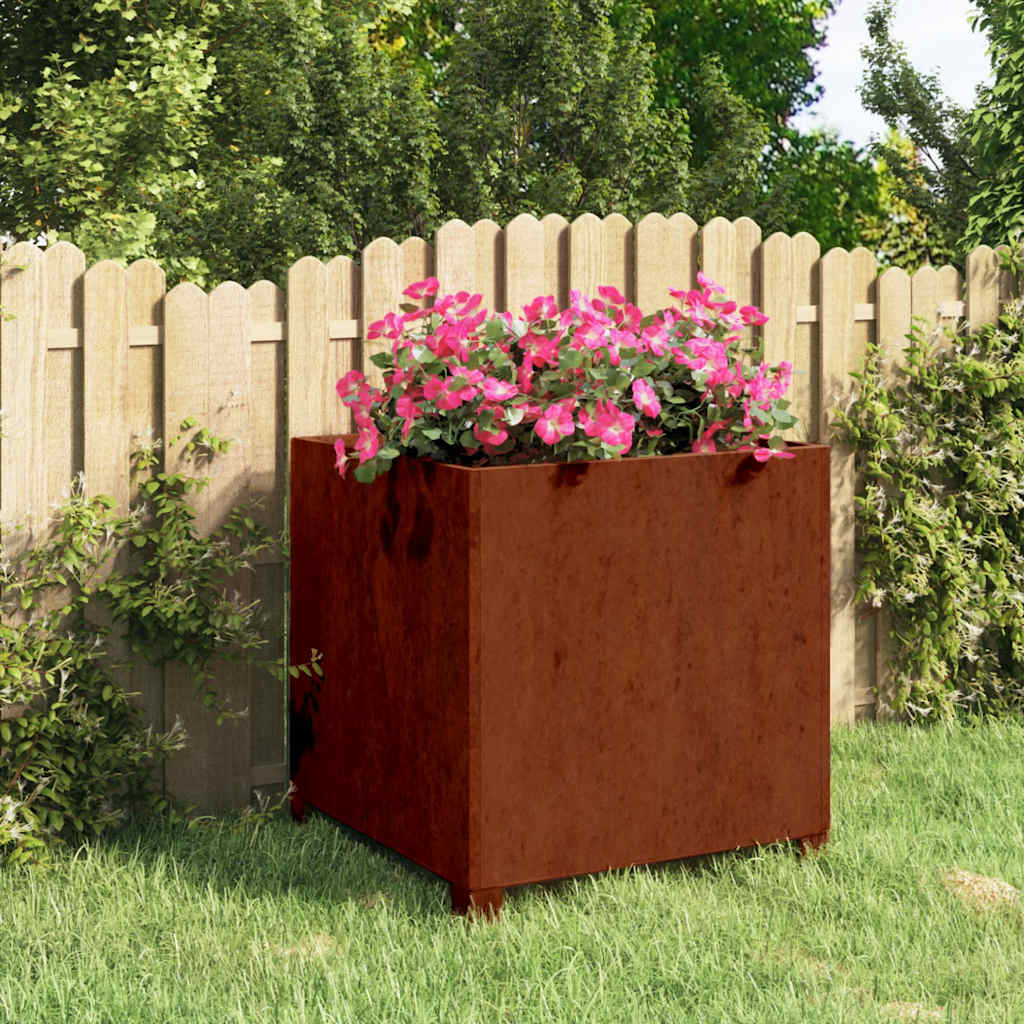 vidaXL Planter with Legs Rusty 50x50x50 cm Corten Steel 1