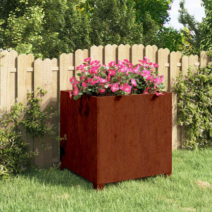 vidaXL Planter with Legs Rusty 50x50x50 cm Corten Steel 1