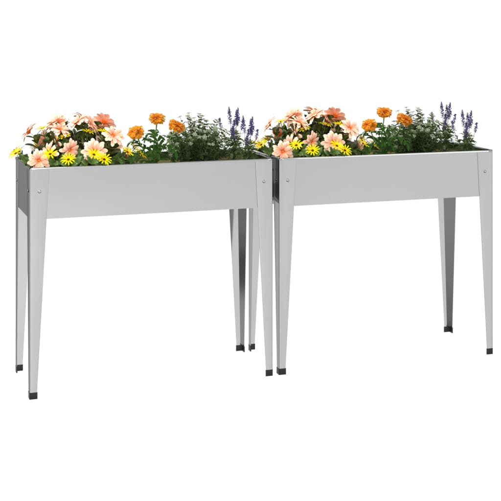 vidaXL Garden Planters 2 pcs Galvanised Steel 3
