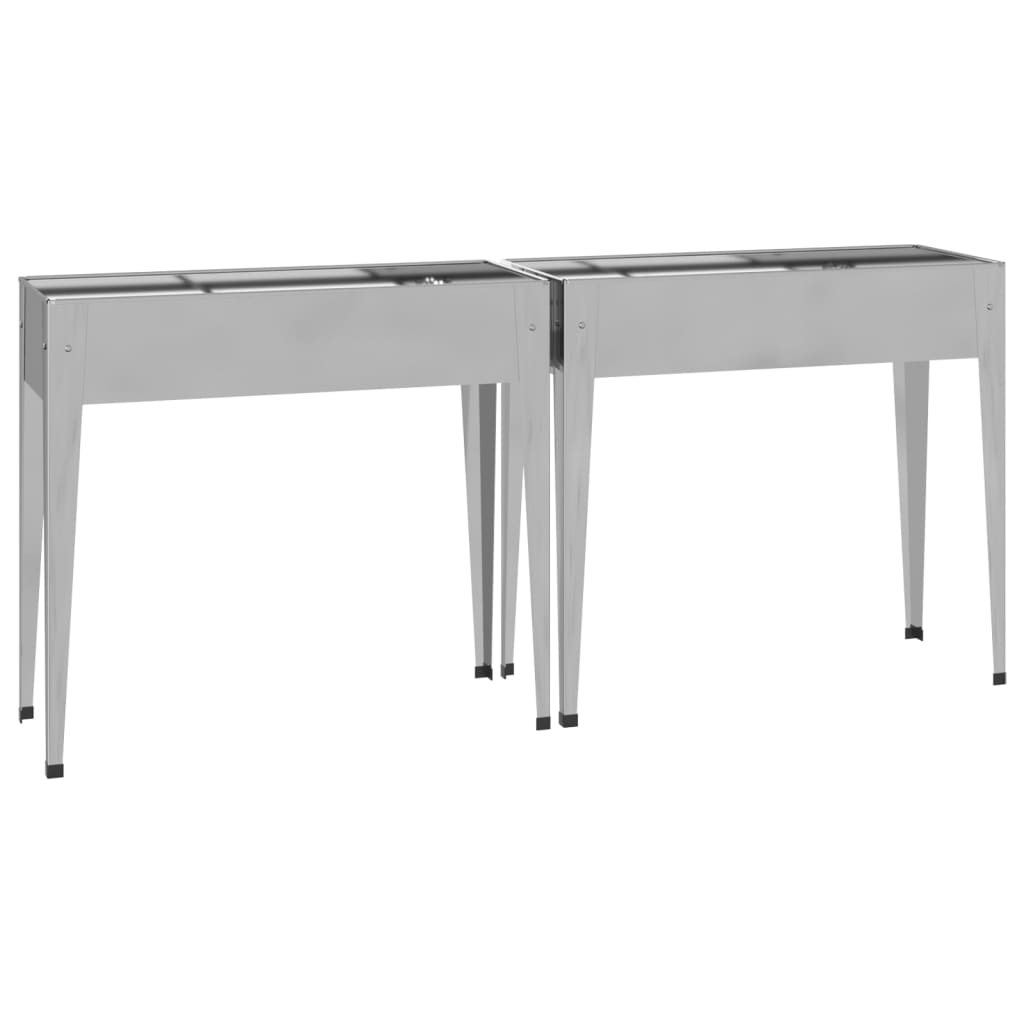 vidaXL Garden Planters 2 pcs Galvanised Steel 4