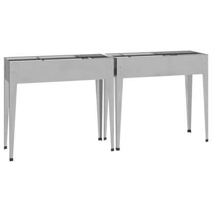 vidaXL Garden Planters 2 pcs Galvanised Steel 4