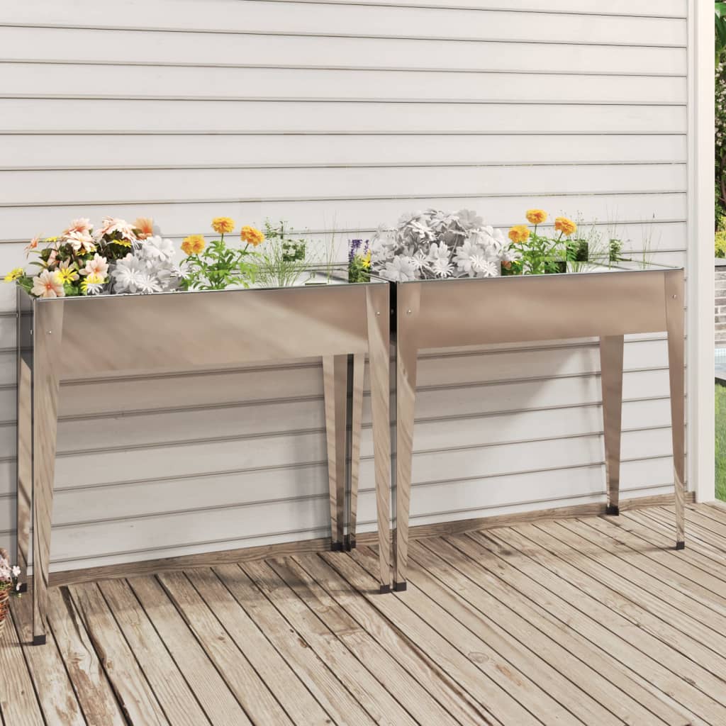 vidaXL Garden Planters 2 pcs Galvanised Steel 1
