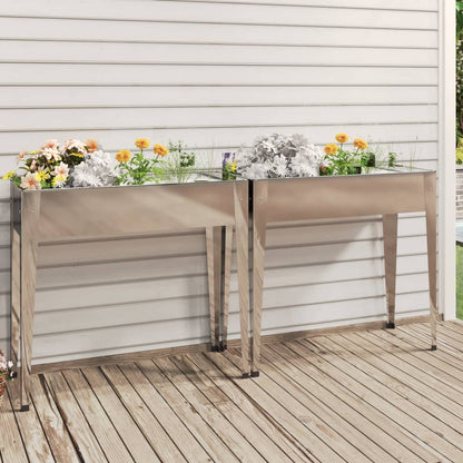 vidaXL Garden Planters 2 pcs Galvanised Steel 1