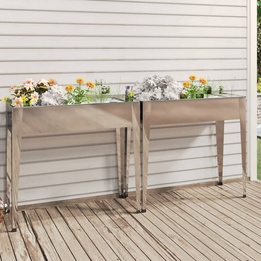 vidaXL Garden Planters 2 pcs Galvanised Steel 1