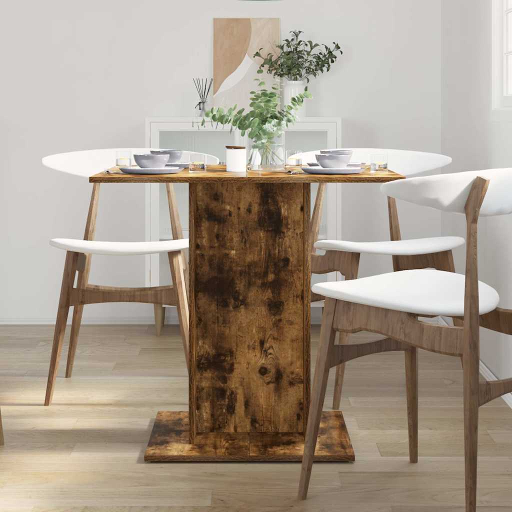 vidaXL Dining Table Smoked Oak 80x80x75 cm Engineered Wood 3