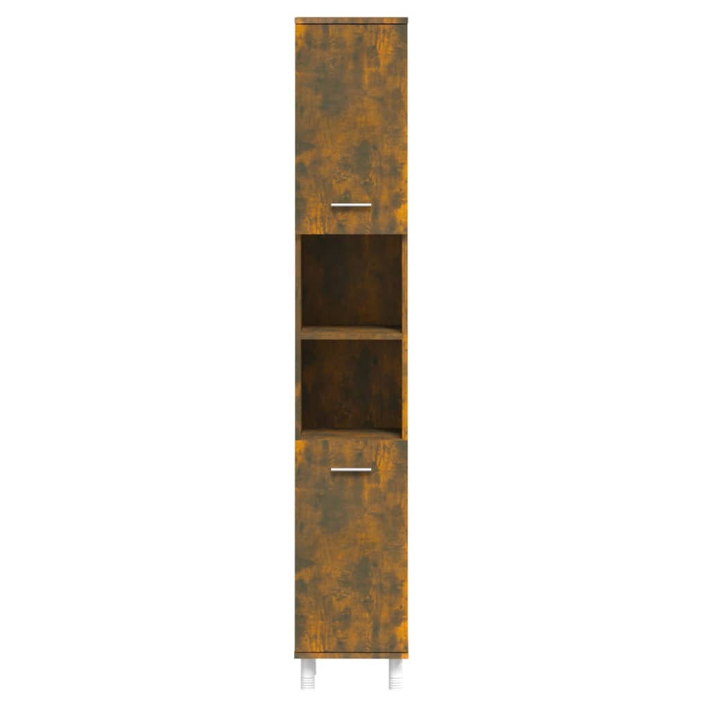 vidaXL Bathroom Cabinet Smoked Oak 30x30x179 cm Engineered Wood 6