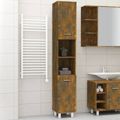 vidaXL Bathroom Cabinet Smoked Oak 30x30x179 cm Engineered Wood 1